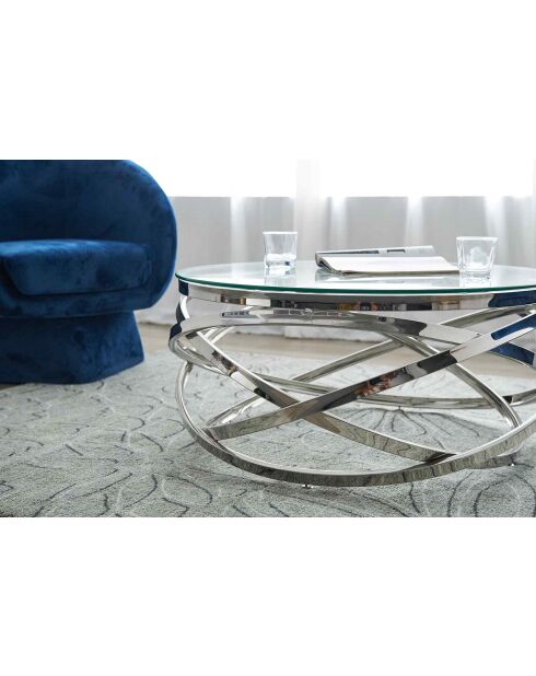 Fever - Mesita plateada - D.80 cm