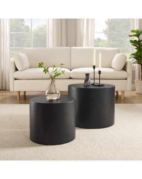 Fever - Set de 2 mesas de café negras - 48x48x38 cm/38x38x32 cm