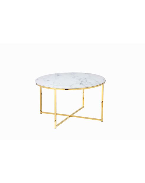 Mesita Fever blanca/dorada - D.80 cm