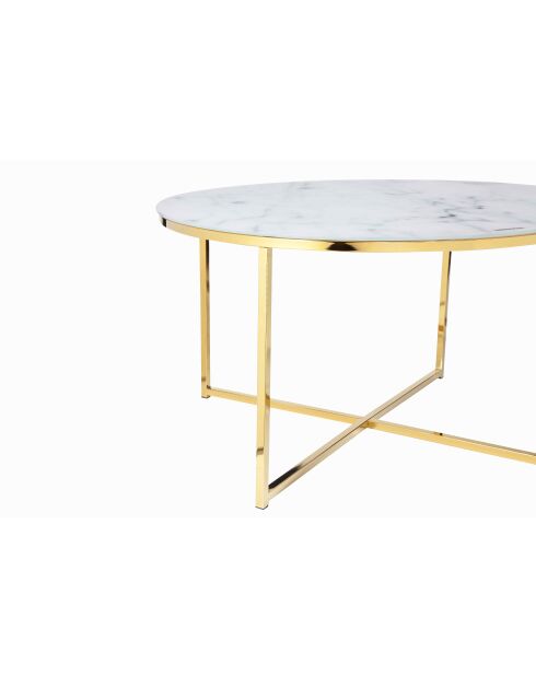 Mesita Fever blanca/dorada - D.80 cm