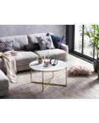 Mesita Fever blanca/dorada - D.80 cm