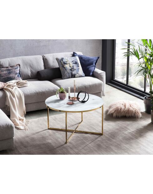 Mesita Fever blanca/dorada - D.80 cm