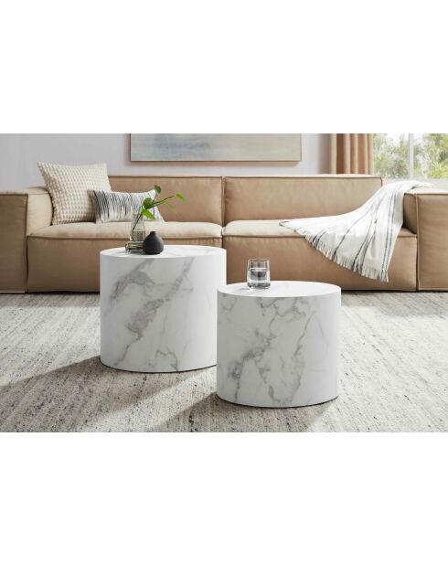 Fever - Set de 2 mesas de café blancas