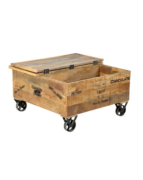 Sit - Tavolino da caffè antico rustico naturale con finiture nere antiche - 90x90x47cm