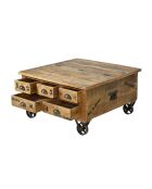 Sit - Tavolino da caffè antico rustico naturale con finiture nere antiche - 90x90x47cm