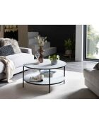 Fever - Salontafel met 2 planken wit/zwart - D.80 cm