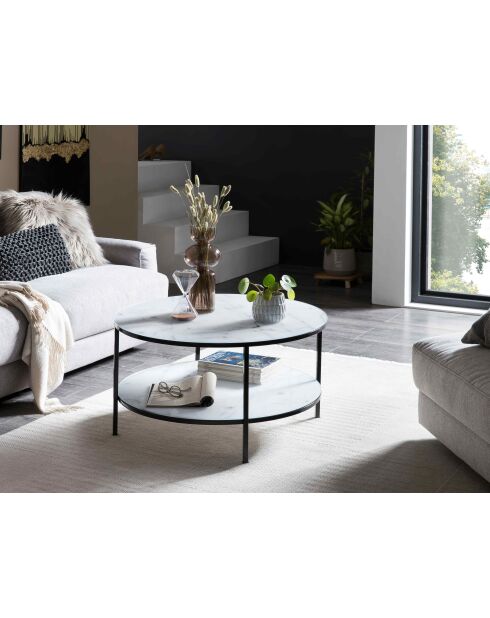 Fever - Salontafel met 2 planken wit/zwart - D.80 cm