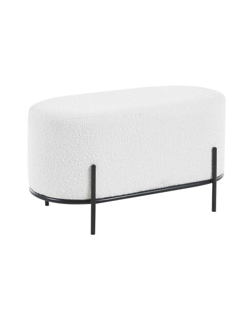 Fever - Panca imbottita in tessuto riccio bianco - 80x40x42 cm