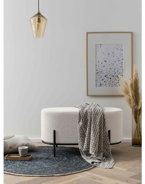 Fever - Panca imbottita in tessuto riccio bianco - 80x40x42 cm