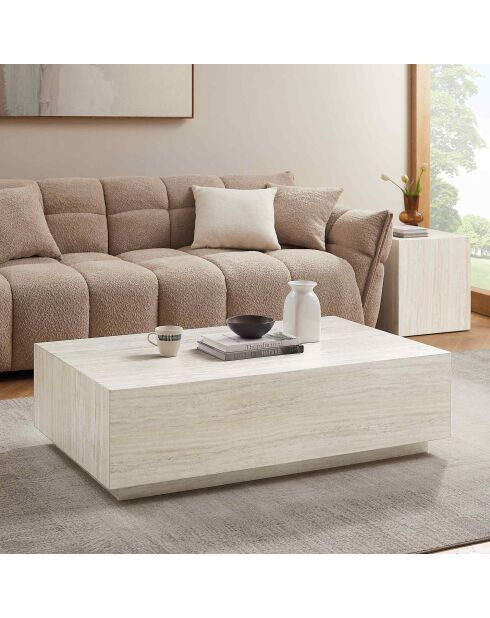 Fever - mesita de travertino beige - 120x75x35 cm