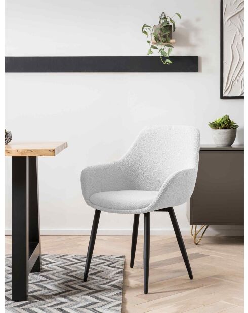 Fever - Set di 2 poltrone bianche in tessuto riccio - 64x59x86 cm