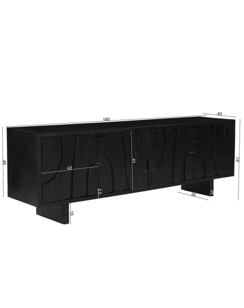 Sit - Buffet bas Black Smooth noir - 180x43x61cm