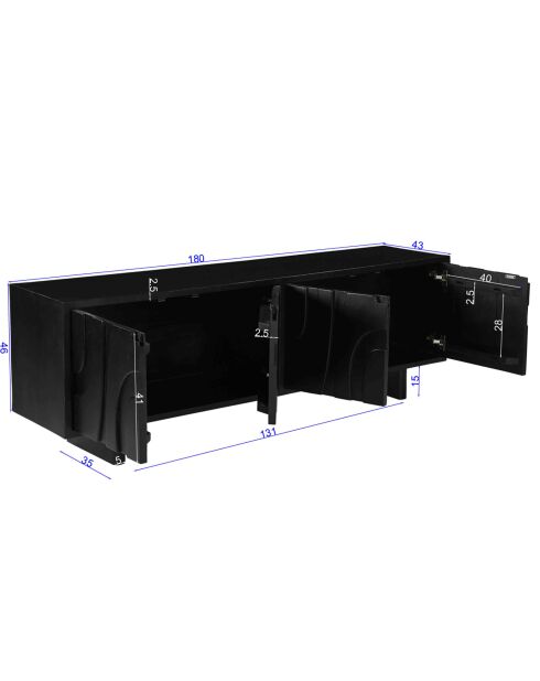Sit - Buffet bas Black Smooth noir - 180x43x61cm