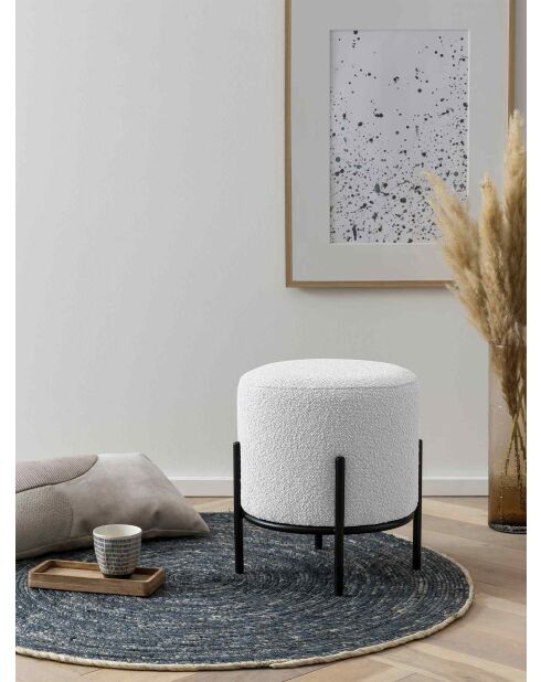 Fever - Gewatteerde zitzak in witte krullende stof - D.35 cm