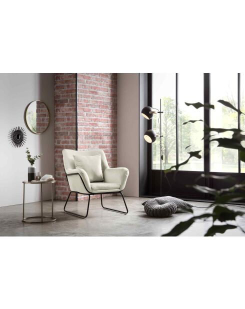 Fever - poltrona rivestita in velluto beige/nero - 68x75x82 cm