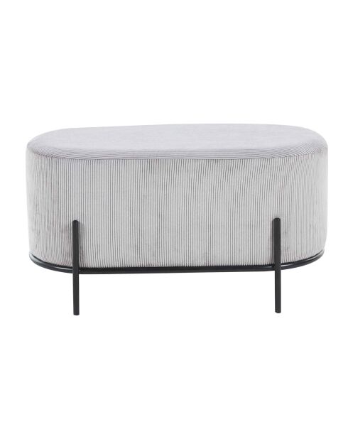 Fever - Gepolsterte Bank in hellgrauer Cordoptik - 80x40x42 cm