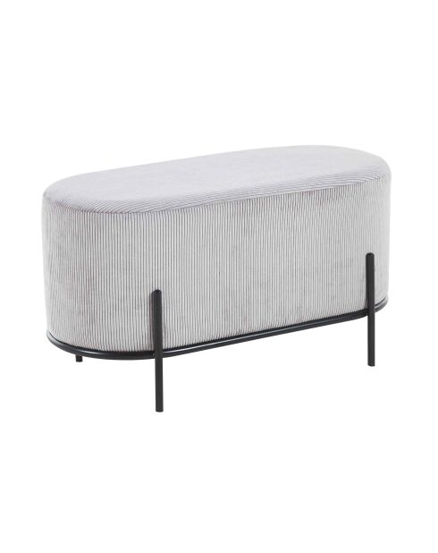 Fever - Gepolsterte Bank in hellgrauer Cordoptik - 80x40x42 cm