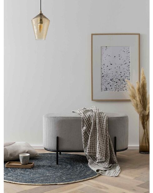 Fever - Gepolsterte Bank in hellgrauer Cordoptik - 80x40x42 cm