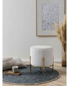 Fever - Pouf rembourré velours côtelé beige - D.35 cm