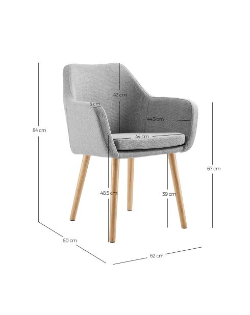 Fever - Fauteuil tissu structurel gris clair - 62x60x84 cm