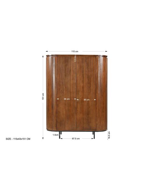 Sit - Buffet Ambra haut naturel, noir - 115x43x151cm