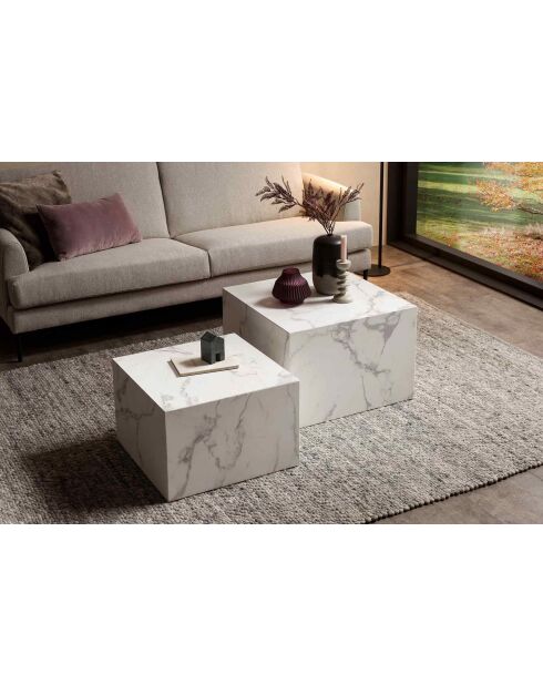 Fever - Set de 2 mesas de café blancas