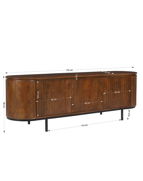 Sit - Buffet bas Ambra naturel, noir - 170x43x56cm