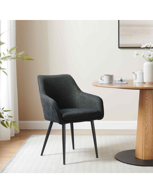 Fever - Chaise de salle à manger tissu structuré anthracite - 61x60x85 cm