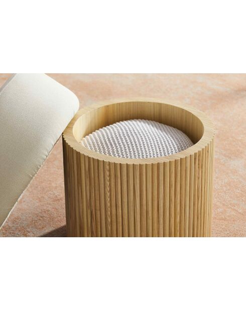 Fever - Pouf d'assise avec espace de rangement naturel/blanc - D.50 cm