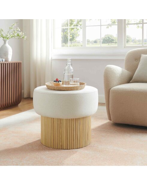 Fever - Pouf d'assise avec espace de rangement naturel/blanc - D.50 cm