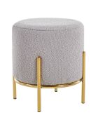 Fever - Pouf rembourré tissu bouclé taupe - D.35 cm