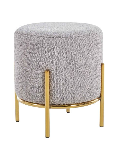 Fever - Pouf rembourré tissu bouclé taupe - D.35 cm