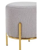 Fever - Pouf rembourré tissu bouclé taupe - D.35 cm