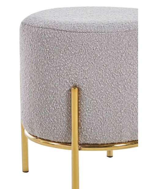 Fever - Pouf rembourré tissu bouclé taupe - D.35 cm