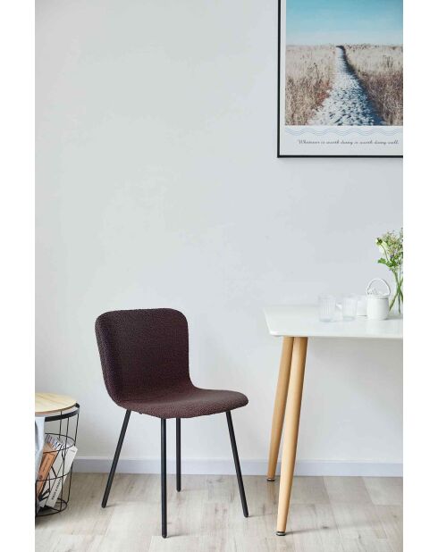 Fever - Lot de 4 chaises bouclées Optic gris foncé - 44x52x79 cm