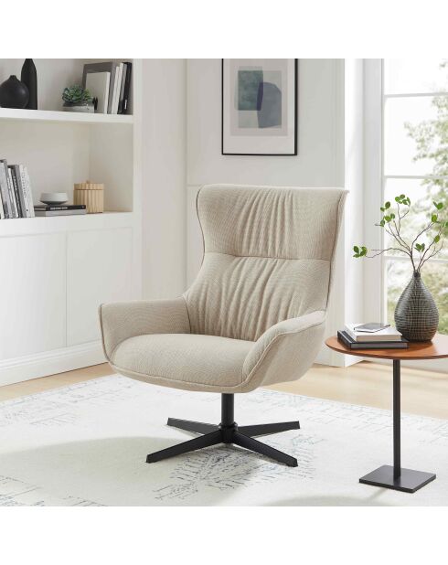 Fever - Poltrona beige in tessuto strutturale - 85x83x103 cm