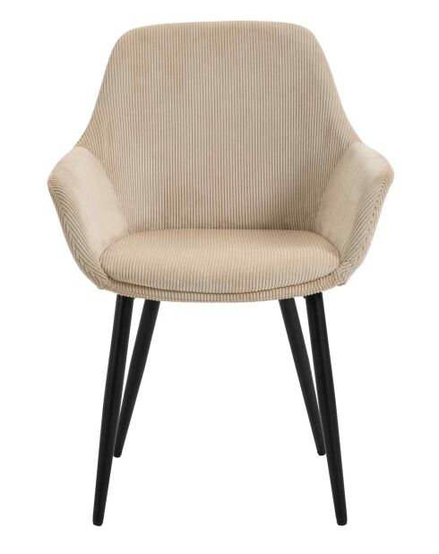 Fever - Lot de 2 fauteuils velours côtelé beige/noir - 64x59x86 cm