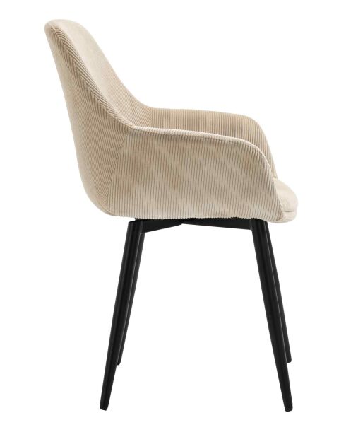 Fever - Lot de 2 fauteuils velours côtelé beige/noir - 64x59x86 cm