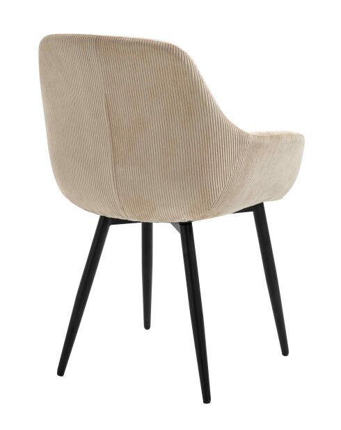 Fever - Lot de 2 fauteuils velours côtelé beige/noir - 64x59x86 cm