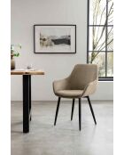 Fever - Set aus 2 beigen/schwarzen Kordsesseln - 64x59x86 cm