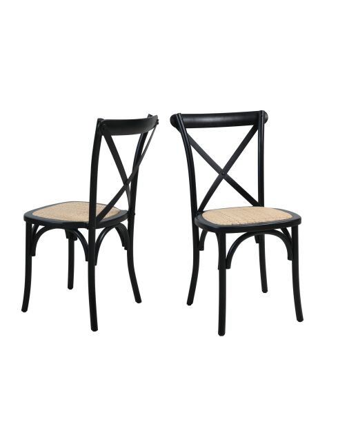 Sit - Lot de 2 chaises noires, naturelles - 48x52x89cm