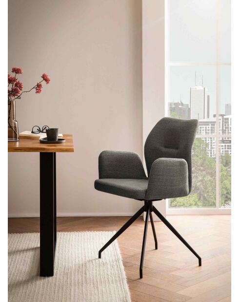 Fever - Fauteuil avec fonction pivotante à 180° gris foncé - 59x58x88 cm