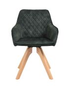 Fever - Sillón vintage de terciopelo, verde oscuro/natural - 59x61x85 cm