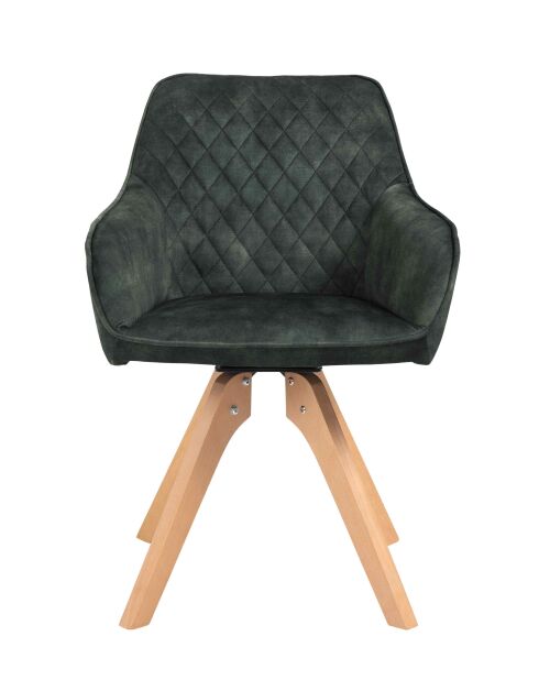 Fever - Poltrona vintage in velluto, verde scuro/naturale - 59x61x85 cm