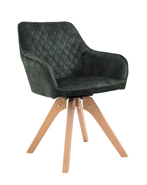 Fever - Poltrona vintage in velluto, verde scuro/naturale - 59x61x85 cm