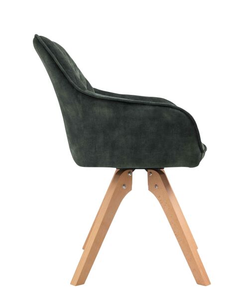 Fever - Poltrona vintage in velluto, verde scuro/naturale - 59x61x85 cm