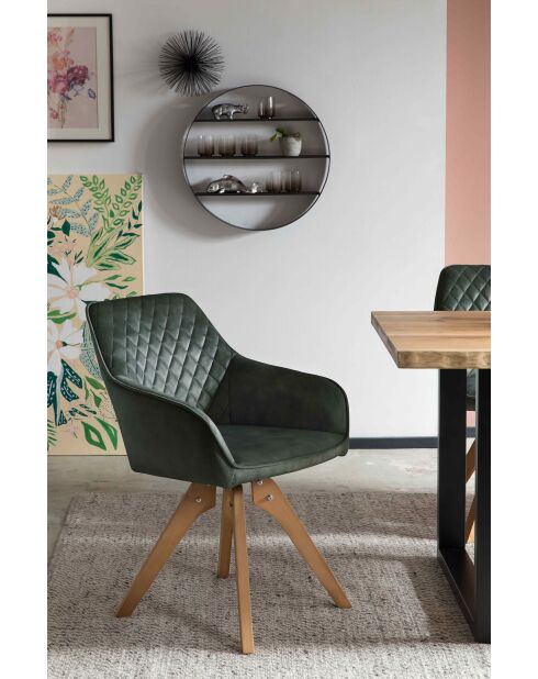 Fever - Poltrona vintage in velluto, verde scuro/naturale - 59x61x85 cm