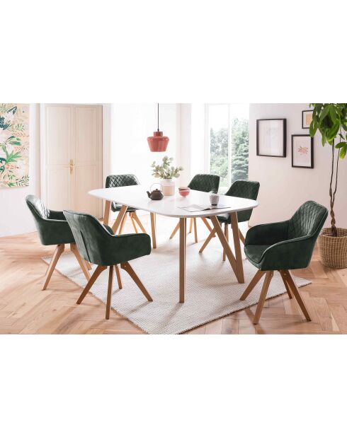 Fever - Sillón vintage de terciopelo, verde oscuro/natural - 59x61x85 cm