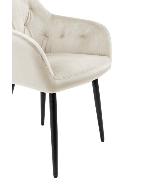 Fever - Poltrona in velluto crema/nero - 61x45x85 cm