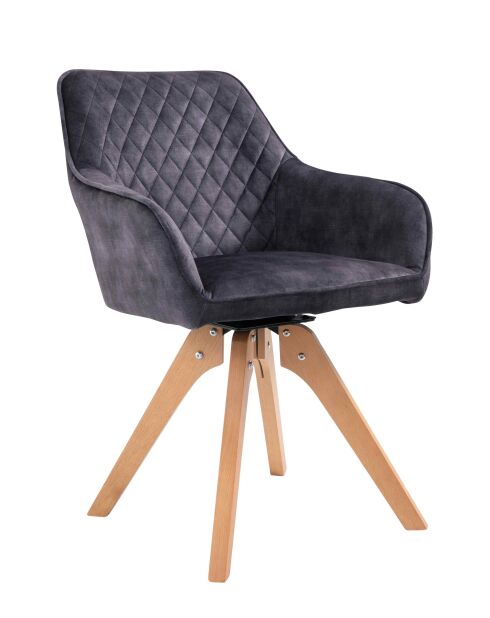 Fever - Fauteuil vintage en velours velours, noir - 59x61x85 cm